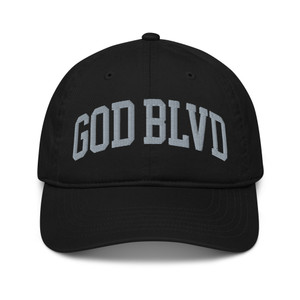 GOD BLVD - Arched - Black Organic Dad Hat - Grey Embroidered