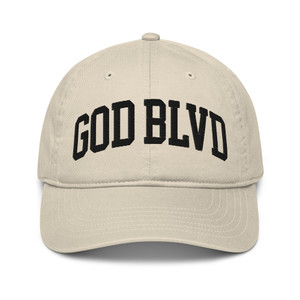 GOD BLVD - Arched - Oyster Organic Dad Hat - Black Embroidered GOD BLVD - Arched - Oyster Organic Dad Hat - Black Embroidered