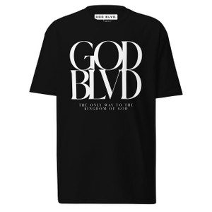 GOD BLVD - KOG - Black Premium Heavyweight Tee - White Print GOD BLVD - KOG - Black Premium Heavyweight Tee - White Print