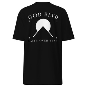 GOD BLVD - Faith Over Fear - Black Tee - Front Back White Print GOD BLVD - Faith Over Fear - Black Tee - Front Back White Print