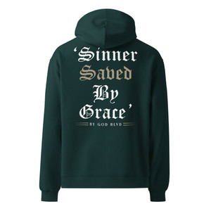 GOD BLVD - Sinner Saved by Grace - Oversized Pine Green Hoodie