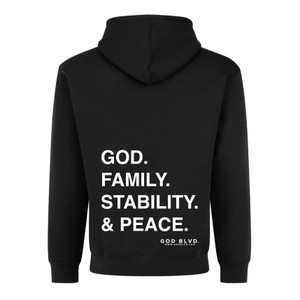 GOD BLVD - GFSP - Black Heavy Hooded Pullover - Front/Back Lower Print GOD BLVD - GFSP - Black Heavy Hooded Pullover - Front/Back Lower Print