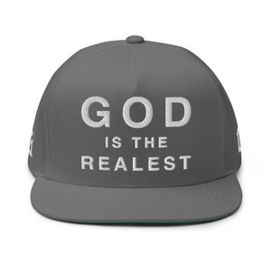 GOD BLVD - God is the Realest - Grey Flat Bill Cap - White Embroidered