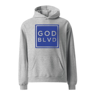 GOD BLVD - Athletic Heather Oversized Hoodie - OG Logo Sign (Blue Print) GOD BLVD - Athletic Heather Oversized Hoodie - OG Logo Sign (Blue Print)