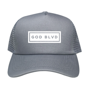 GOD BLVD - Sign - Grey Classic Foam Trucker (White Print) GOD BLVD - Sign - Grey Classic Foam Trucker (White Print)