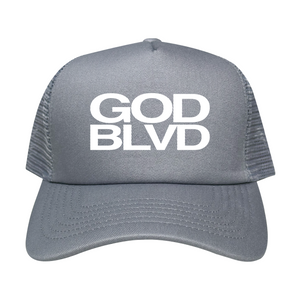 GOD BLVD - LV3 - Grey Classic Foam Trucker (White Print) GOD BLVD - LV3 - Grey Classic Foam Trucker (White Print)