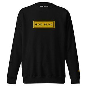 GOD BLVD - Gold/Black Embroidered Sign - Black Premium Sweatshirt GOD BLVD - Gold/Black Embroidered Sign - Black Premium Sweatshirt