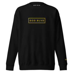 GOD BLVD - Black/Gold Embroidered Sign - Black Premium Sweatshirt GOD BLVD - Black/Gold Embroidered Sign - Black Premium Sweatshirt