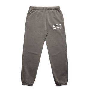 GOD BLVD - OG Logo - Faded Grey Track Pants (White Print) GOD BLVD - OG Logo - Faded Grey Track Pants (White Print)