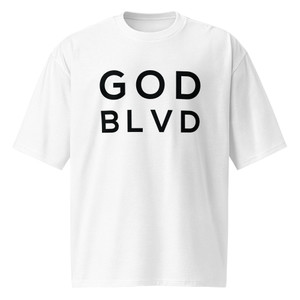 GOD BLVD - White Oversized Heavyweight Tee - OG Logo (White Print) GOD BLVD - White Oversized Heavyweight Tee - OG Logo (White Print)