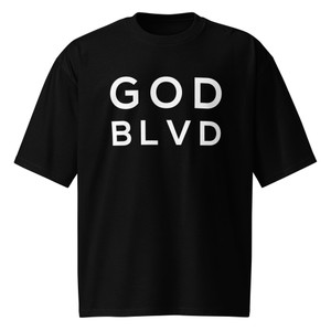 GOD BLVD - Black Oversized Heavyweight Tee - OG Logo - (White Print) GOD BLVD - Black Oversized Heavyweight Tee - OG Logo - (White Print)