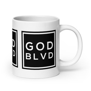 GOD BLVD - Black OG Logo Sign - 20 oz White Glossy Mug GOD BLVD - Black OG Logo Sign - 20 oz White Glossy Mug
