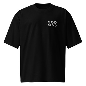 GOD BLVD - Black Oversized Heavyweight Tee - OG Logo - Front Back (White Print) GOD BLVD - Black Oversized Heavyweight Tee - OG Logo - Front Back (White Print)