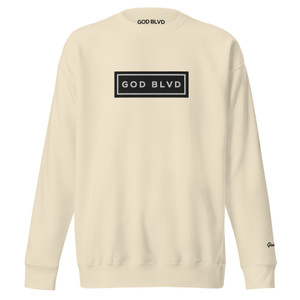 GOD BLVD - Black/White Embroidered Sign - Bone Premium Sweatshirt