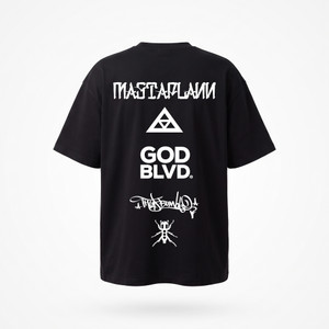 MastaPlann x God Blvd x Thudrumble - V1  - Oversized Black Tee - (Front and Back Print)