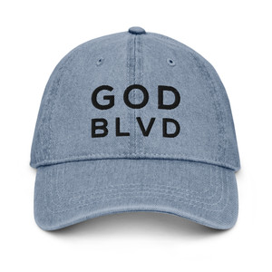 GOD BLVD - Blue Denim Cap with Black Stitch GOD BLVD - Blue Denim Cap with Black Stitch
