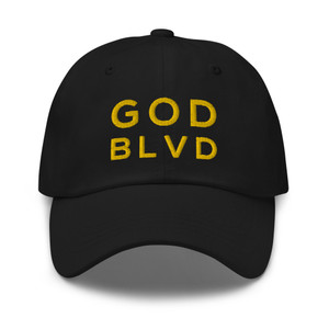 GOD BLVD - Classic Black Strapback Dad Hat (Gold Stitch) GOD BLVD - Classic Black Strapback Dad Hat (Gold Stitch)