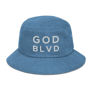 GOD BLVD - Lighter Blue Denim Bucket Hat (White Logo) GOD BLVD - Lighter Blue Denim Bucket Hat (White Logo)