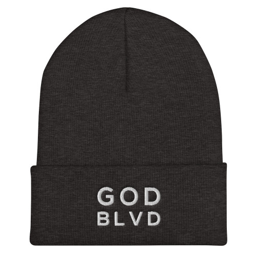 GOD BLVD - Dark Grey - ABB Cuffed Beanie (White)