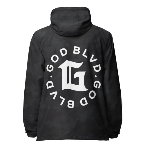  GOD BLVD - The G Circle - Black Camo - Lightweight Windbreaker