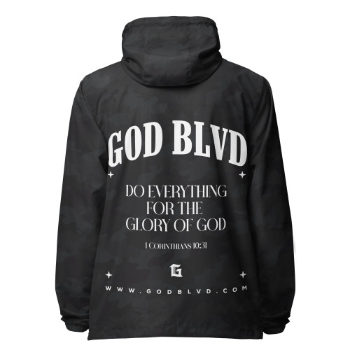 GOD BLVD - Glory of God - Black Camo Lightweight Zip Up Windbreaker