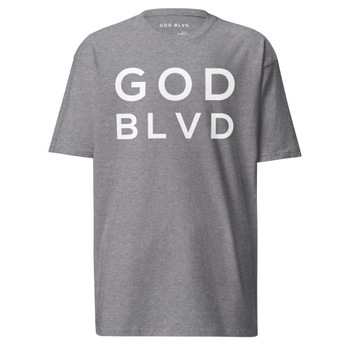 GOD BLVD -  OG Logo - Grey Premium Tee - White Print
