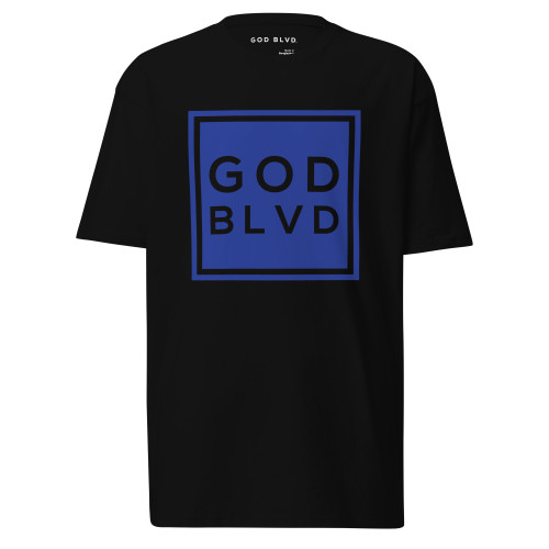 GOD BLVD - OG Logo Sign - Black Premium Tee - Blue Print