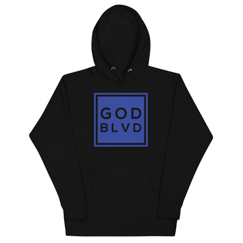 GOD BLVD - Black Premium Hoodie - Blue Print 