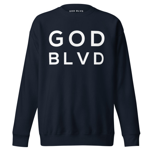 GOD BLVD - Fleece Pullover (Navy/White)