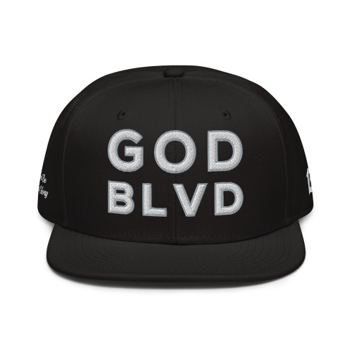 GOD BLVD - Black Snap Back - White/Grey All Sides Embroidered - To God Be All The Glory