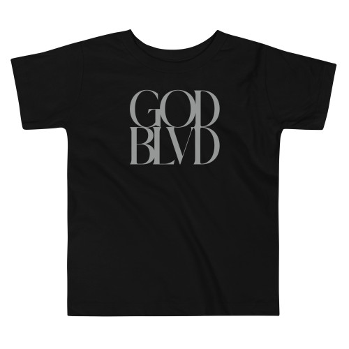 GOD BLVD - Secondary Logo - Toddler - Black Short Sleeve Tee - Gray Print