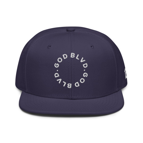 GOD BLVD - Miracircle - Navy Snapback Hat - White Embroidered