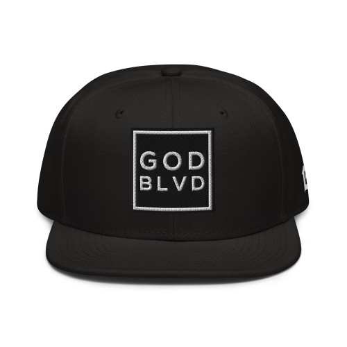 GOD BLVD - OG Logo - Black Snapback Hat - Black/White Embroidered