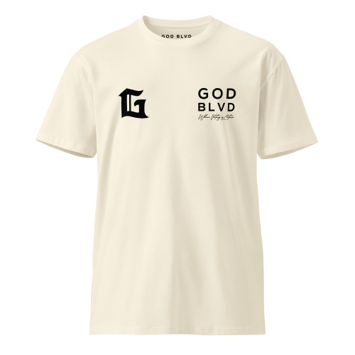GOD BLVD - G Victory - Natural Color Premium Tee - Front/Back Black Print