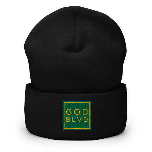 GOD BLVD - OG Logo - Cuffed Beanie - KellyGreen/Gold