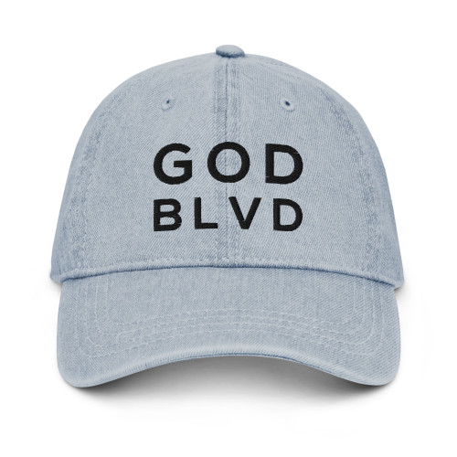 GOD BLVD - Light Blue Denim Cap with Black Stitch