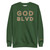 GOD BLVD - OG Logo - Forest Green Sweatshirt (Old Gold/White Embroidered)