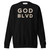 GOD BLVD - OG Logo - Black Sweatshirt (White/Old Gold Embroidered)