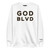 GOD BLVD - OG Logo - White Sweatshirt (Black/Old Gold Embroidered)