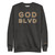 GOD BLVD - OG Logo - Charcoal Heather Sweatshirt (Old Gold/White Embroidered)