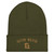 GOD BLVD - Arched G - Olive Green Cuffed Beanie - Old Gold Embroidered