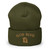 GOD BLVD - Arched G - Olive Green Cuffed Beanie - Old Gold Embroidered