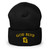 GOD BLVD - Arched G - Black Cuffed Beanie - Gold Embroidered