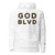 GOD BLVD - Embroidered OG Logo - White Premium Hoodie (Black/Old Gold)