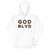 GOD BLVD - Embroidered OG Logo - White Premium Hoodie (Black/Old Gold)