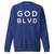 GOD BLVD - Fleece Pullover (White on Blue)