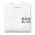 GOD BLVD - White Crewneck Sweater - Embroidered (Black Logo Left Chest - Left Wrist)