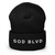 GOD BLVD - Straight Logo - Black Cuffed Up Beanie - White Embroidery