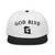 GOD BLVD - Arched G - White/Black Snapback Hat - Black Embroidered