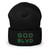 GOD BLVD - OG Logo - Black Cuffed Up Beanie - Kelly Green/Old Gold Embroidery